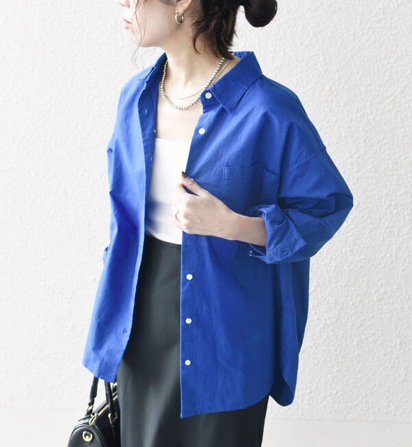 SHIPS any「SHIPS any:〈洗濯機可能〉コットン レギュラーカラー 刺繍 シャツ」|シャツ・ブラウス|