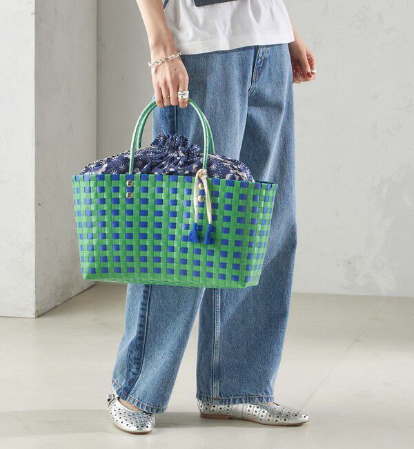 SHIPS for women「【SHIPS別注】UHURU:巾着付き バスケット バッグ M」|トートバッグ|グリーン