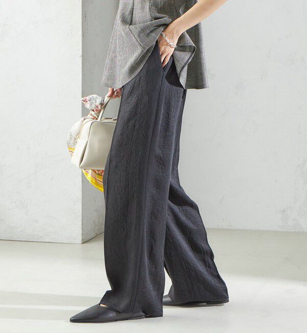 SHIPS for women「〈接触冷感/吸水速乾〉アセテート ワッシャー ウエスト デザイン パンツ」|スラックス|