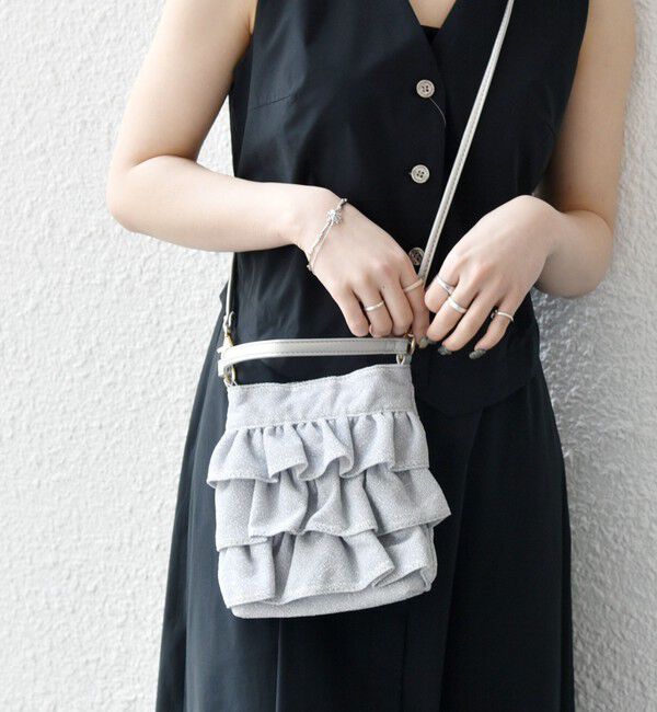 SHIPS any「SHIPS any: ラメ フリル ミニ ショルダー バッグ」|ショルダー・メッセンジャー|シルバー