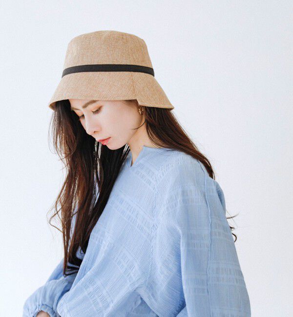 quaranciel「quaranciel :〈手洗い可能〉リネン ライク リボン バケット ハット」|ハット|