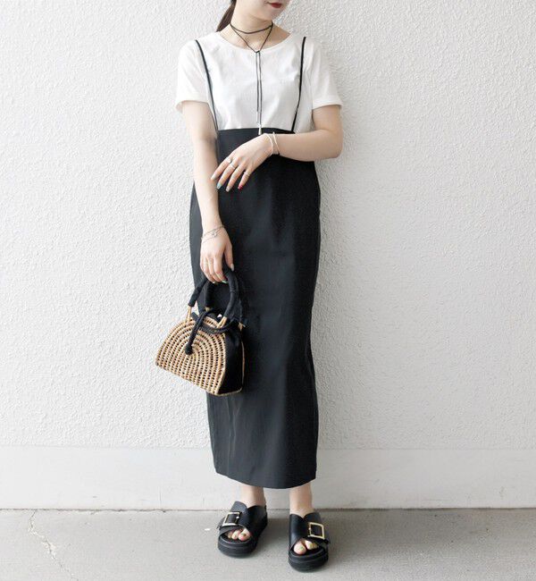 SHIPS any「SHIPS any:〈洗濯機可能〉Iライン キャミ ワンピース &times; ベーシック TEE セット」|ジャンパースカート|