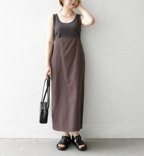 SHIPS any「SHIPS any:〈洗濯機可能〉Iライン キャミ ワンピース &times; ベーシック TEE セット」|ジャンパースカート|