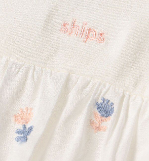 SHIPS KIDS「SHIPS KIDS:70～80cm / フラワー 刺繍 スカート ロンパース」|ロンパース|