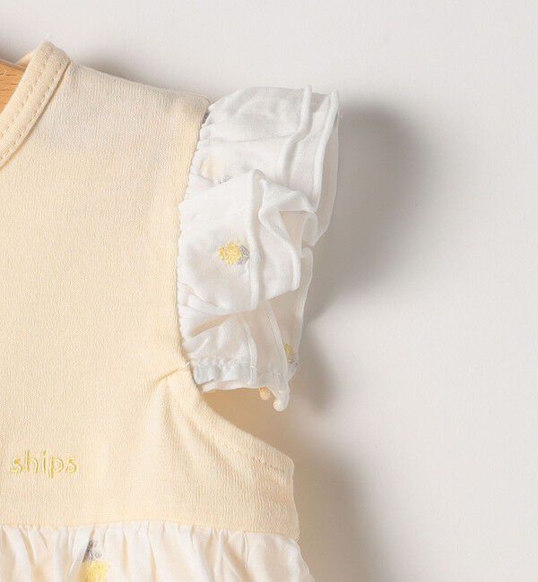 SHIPS KIDS「SHIPS KIDS:70～80cm / フラワー 刺繍 スカート ロンパース」|ロンパース|