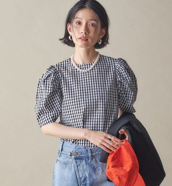 SHIPS for women「SHIPS NINE CASE:〈手洗い可能〉パフ スリーブ ブラウス」|シャツ・ブラウス|ブラック