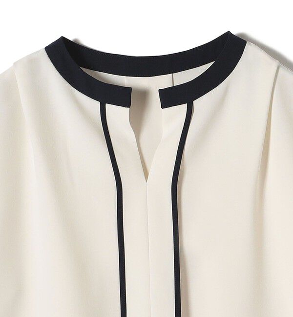 SHIPS for women「〈手洗い可能〉パイピング キーネック 半袖 ブラウス」|シャツ・ブラウス|