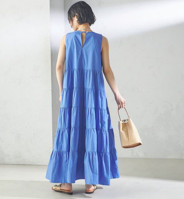 SHIPS for women「〈手洗い可能〉Fanaka:ポプリン ティアード ロング ワンピース」|ワンピース|