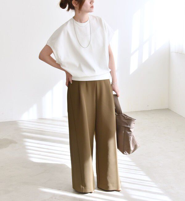 quaranciel「quaranciel:〈洗濯機可能〉ライト ポンチ コンパクト フレンチスリーブ TEE」|Tシャツ・カットソー|