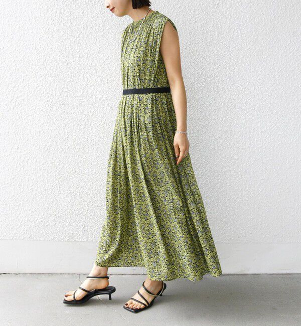 SHIPS for women「〈手洗い可能〉割繊 フラワー プリント ノースリーブ ワンピース」|ワンピース|