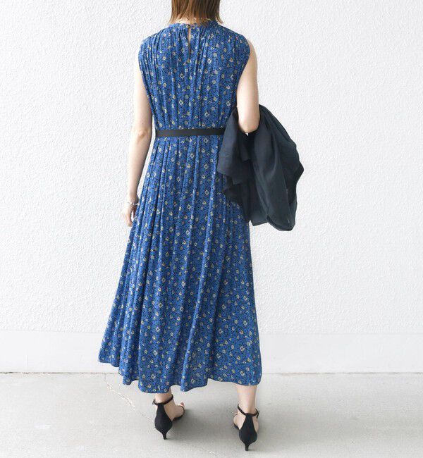 SHIPS for women「〈手洗い可能〉割繊 フラワー プリント ノースリーブ ワンピース」|ワンピース|