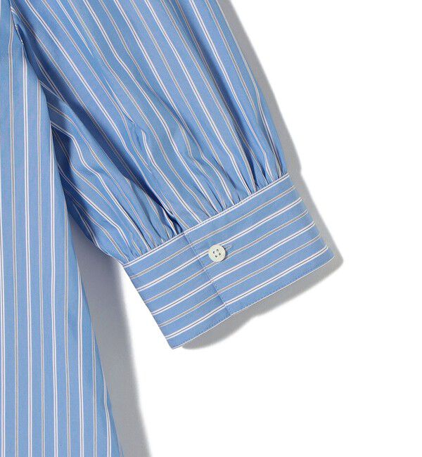 SHIPS for women「〈手洗い可能〉スタンドカラー リボン ストライプ シャツ ワンピース」|ワンピース|