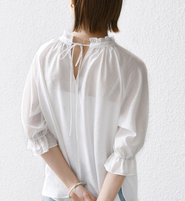 SHIPS for women「〈洗濯機可能〉前後 2WAY フリル リボン シアー ブラウス」|シャツ・ブラウス|
