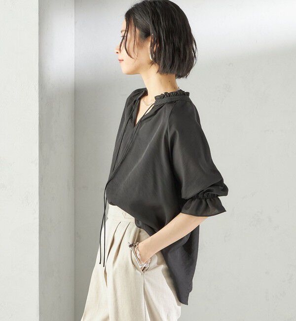 SHIPS for women「〈洗濯機可能〉前後 2WAY フリル リボン シアー ブラウス」|シャツ・ブラウス|