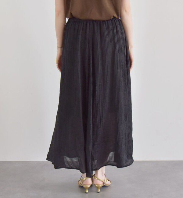 quaranciel「quaranciel:〈洗濯機可能〉シアー ストライプ ギャザーフレア スカート & ブラウス セット」|ワンピース|