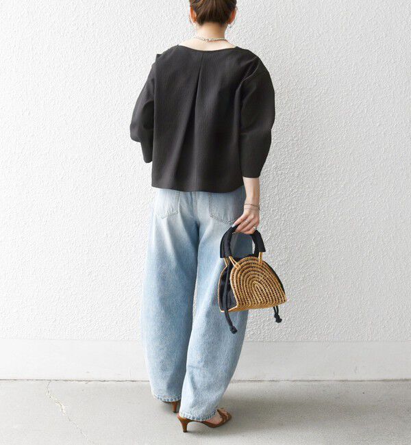 SHIPS any「SHIPS any:〈洗濯機可能〉ミニサッカー ドロスト リボン ボートネック ブラウス」|シャツ・ブラウス|