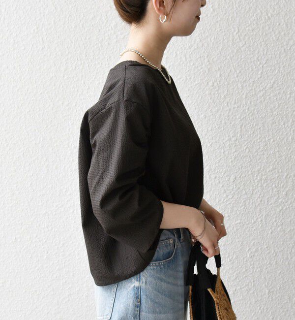 SHIPS any「SHIPS any:〈洗濯機可能〉ミニサッカー ドロスト リボン ボートネック ブラウス」|シャツ・ブラウス|