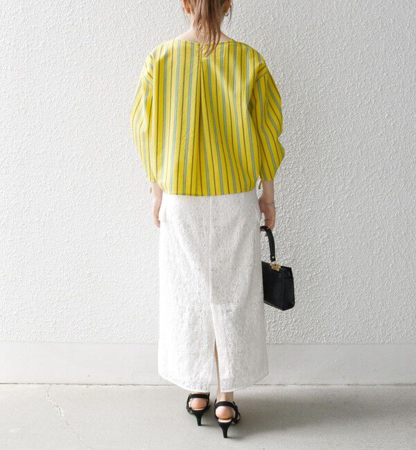 SHIPS any「SHIPS any:〈洗濯機可能〉ミニサッカー ドロスト リボン ボートネック ブラウス」|シャツ・ブラウス|