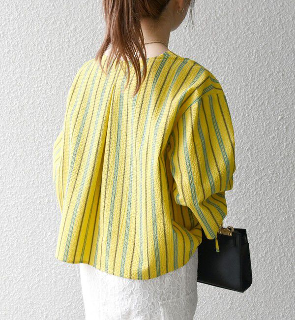 SHIPS any「SHIPS any:〈洗濯機可能〉ミニサッカー ドロスト リボン ボートネック ブラウス」|シャツ・ブラウス|