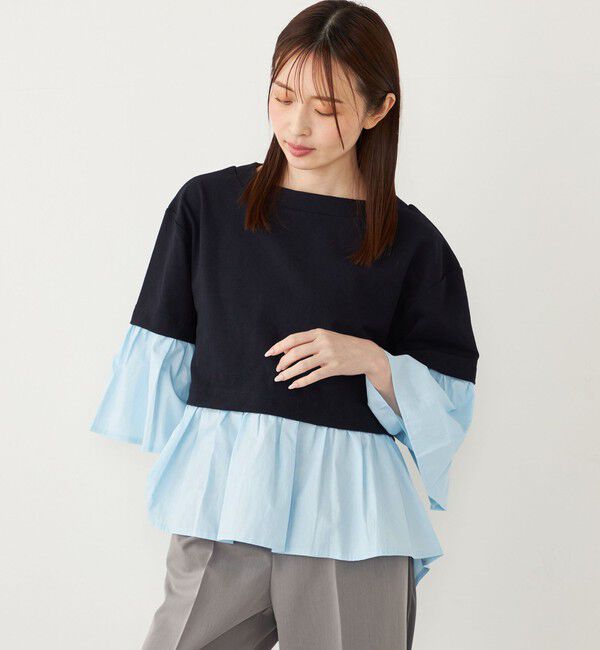 SHIPS Colors 「SHIPS Colors:〈手洗い可能〉ミラノリブ フハク コンビ トップス」|Tシャツ・カットソー|