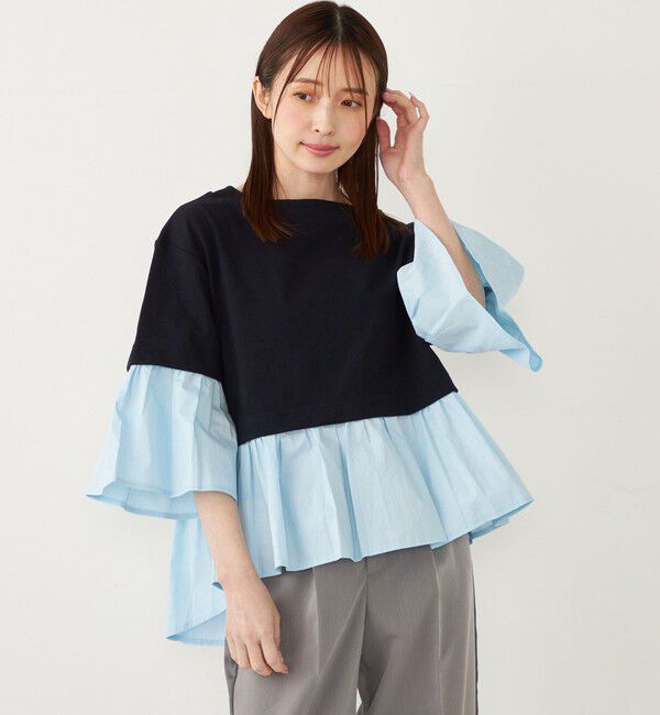 SHIPS Colors 「SHIPS Colors:〈手洗い可能〉ミラノリブ フハク コンビ トップス」|Tシャツ・カットソー|