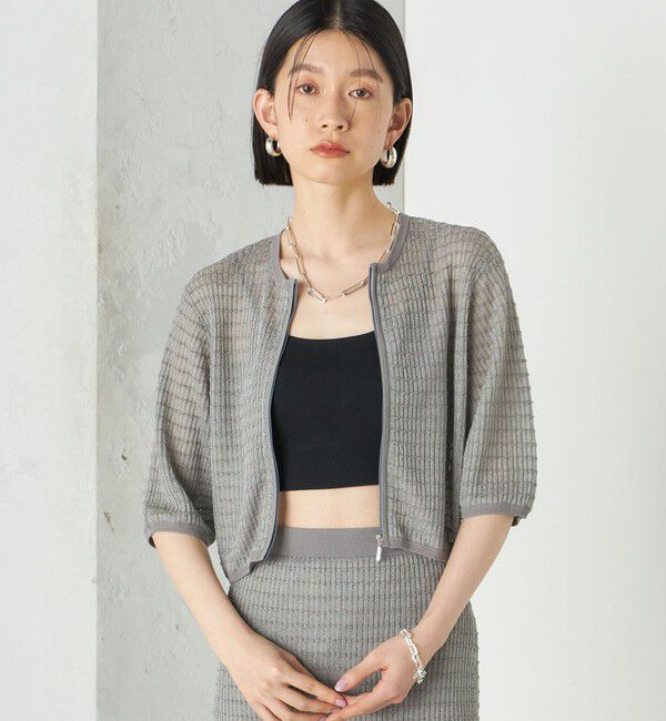 SHIPS for women「Wai＋:ジャカード シアー ジップ カーディガン」|カーディガン|