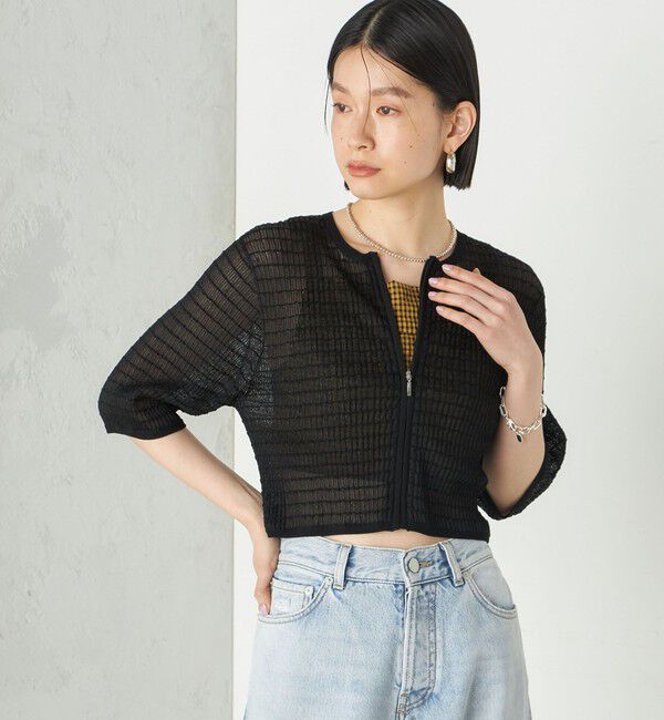 SHIPS for women「Wai＋:ジャカード シアー ジップ カーディガン」|カーディガン|