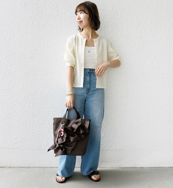 SHIPS for women「【WEB限定】〈手洗い可能〉バンピー シャーリング 5分袖 カーディガン」|カーディガン|