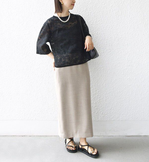 SHIPS for women「〈手洗い可能〉オーガニック コットン レース ショート スリーブ プルオーバー」|Tシャツ・カットソー|