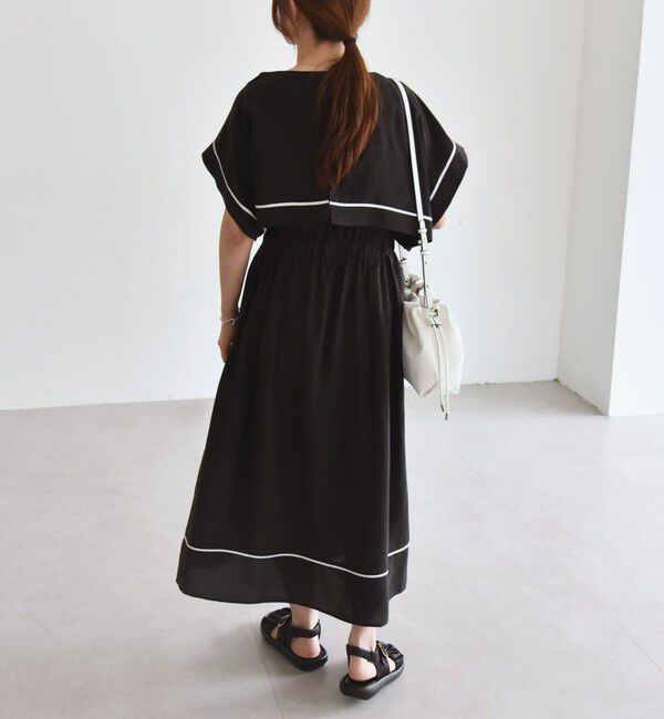 quaranciel「quaranciel:〈洗濯機可能〉ケープデザイン パイピング ワンピース」|ワンピース|