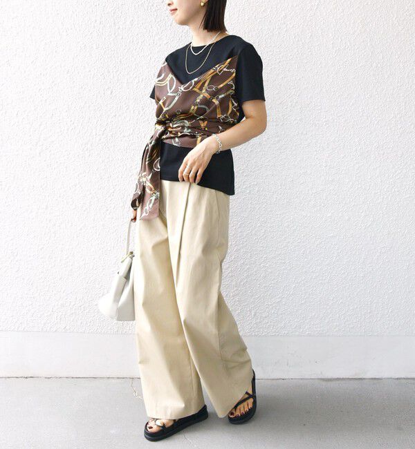 SHIPS for women「【WEB限定】〈手洗い可能〉スカーフ コンビ TEE」|Tシャツ・カットソー|