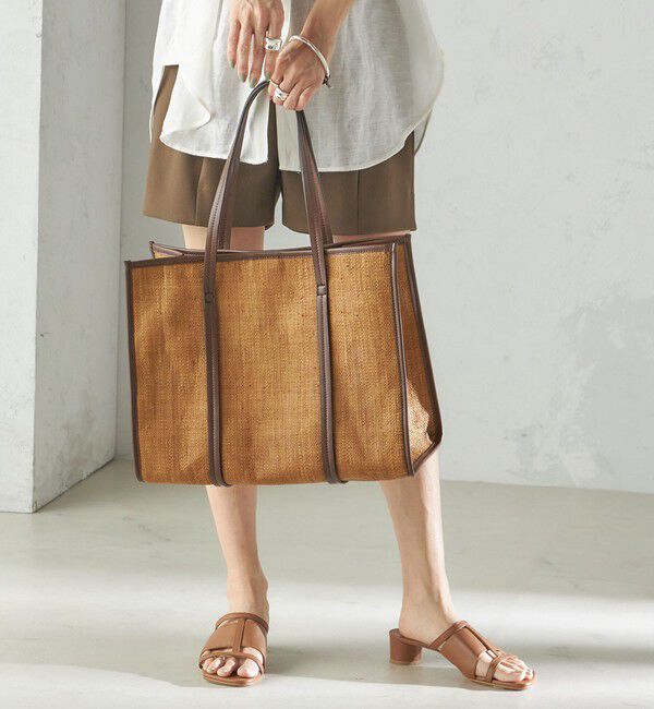 SHIPS for women「小泉里子コラボ:ラフィア トート バッグ」|トートバッグ|ブラウン