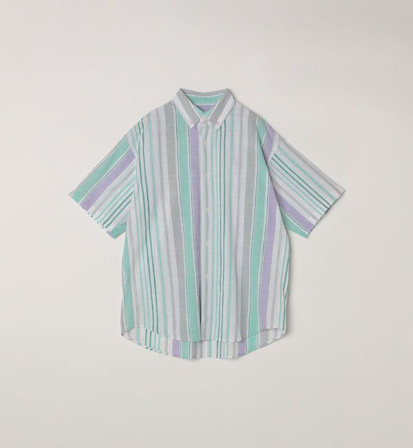 SHIPS any「SHIPS any: BEZ TEXTILE マルチカラー ストライプ/ソリッド ボタンダウン ショートスリーブ シャツ◇」|シャツ・ブラウス|