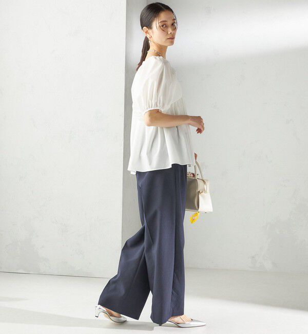 SHIPS for women「〈手洗い可能〉ストレッチ タフタ ウエスト ギャザー ブラウス」|シャツ・ブラウス|