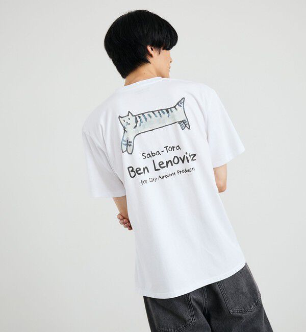 SHIPS「【City Ambient Products別注】Ben Lenovitz: DOG CAT Tシャツ」|Tシャツ・カットソー|サンドベージュ