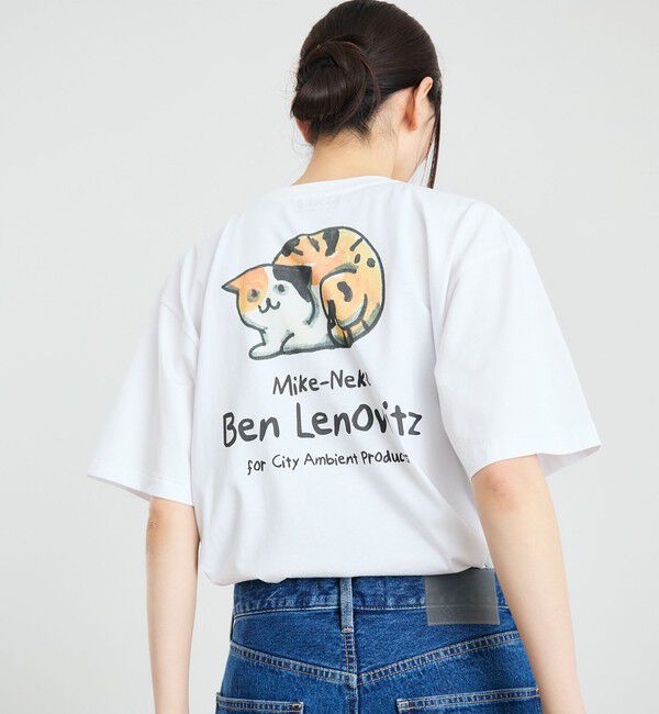 SHIPS「【City Ambient Products別注】Ben Lenovitz: DOG CAT Tシャツ」|Tシャツ・カットソー|ナチュラル