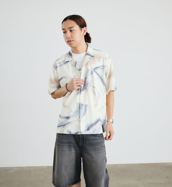 SHIPS「City Ambient Products: オープン カラー メッシュ プリント シャツ」|シャツ・ブラウス|