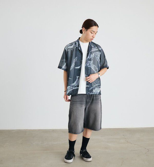 SHIPS「City Ambient Products: オープン カラー メッシュ プリント シャツ」|シャツ・ブラウス|