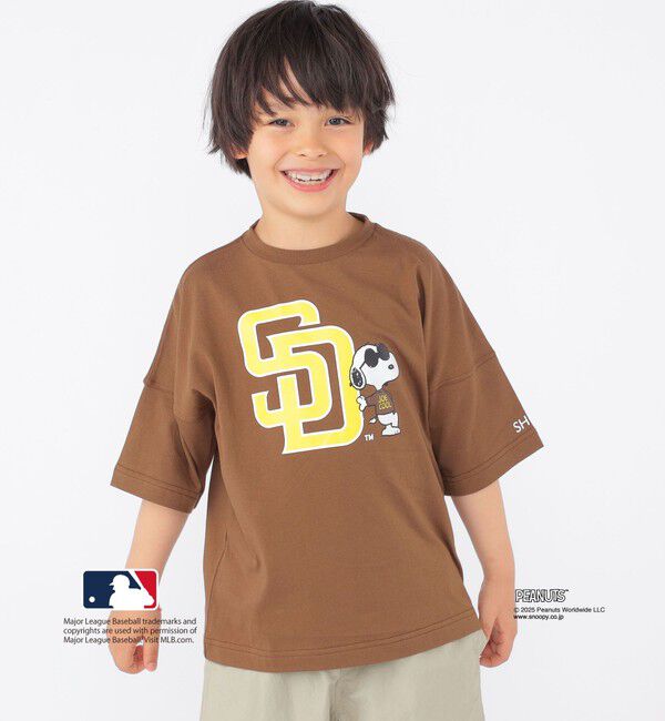 SHIPS KIDS「SHIPS KIDS:100～125cm / PEANUTS&times;MLB プリント Tシャツ」|Tシャツ・カットソー|ブラウン