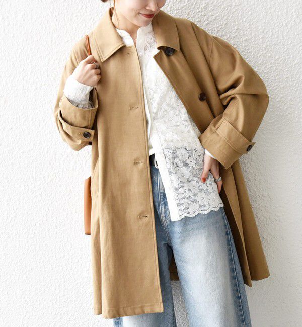 SHIPS any「《予約》SHIPS any:〈手洗い可能〉オーバー フレア ステンカラー コート」|ステンカラーコート|