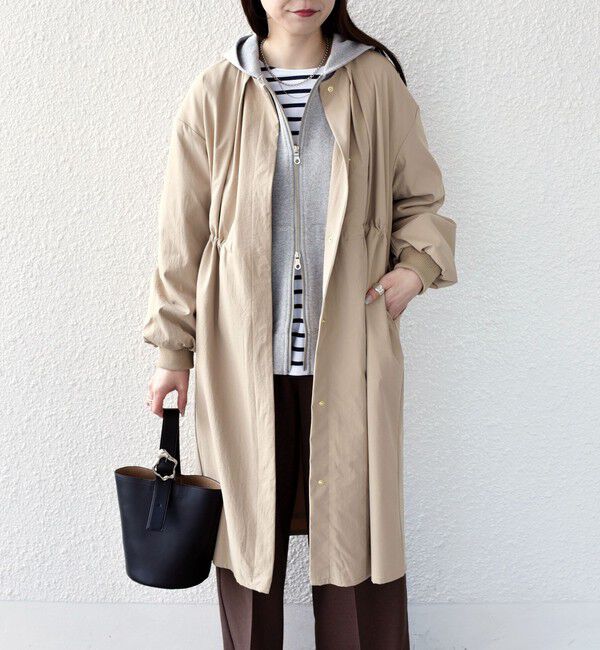 SHIPS Colors 「《予約》SHIPS Colors:〈手洗い可能〉ツイル ノーカラー タック コート◆」|ノーカラーコート|