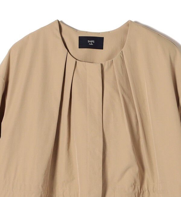 SHIPS Colors 「《予約》SHIPS Colors:〈手洗い可能〉ツイル ノーカラー タック コート◆」|ノーカラーコート|