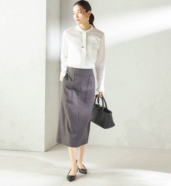 SHIPS for women「《予約》〈洗濯機可能〉フリル カフス バンド カラー シャツ」|シャツ・ブラウス|