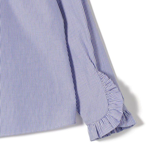 SHIPS for women「《予約》〈洗濯機可能〉フリル カフス バンド カラー シャツ」|シャツ・ブラウス|