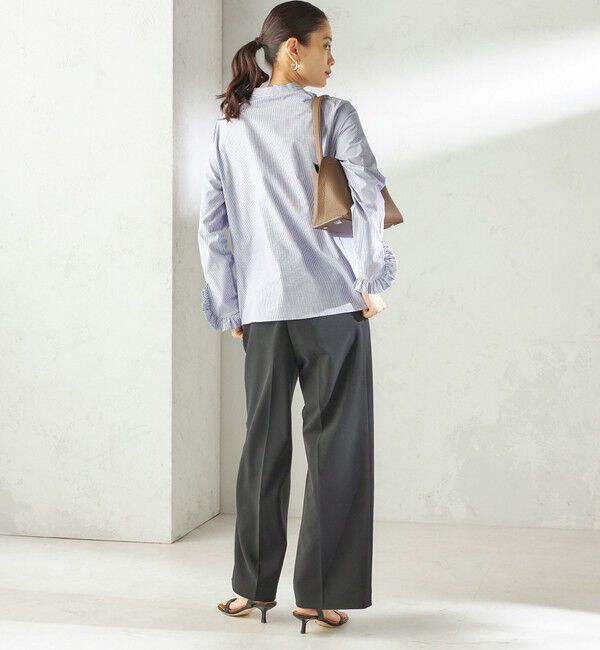 SHIPS for women「《予約》〈洗濯機可能〉フリル カフス バンド カラー シャツ」|シャツ・ブラウス|