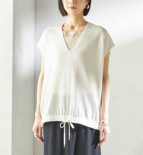 SHIPS for women「《予約》〈手洗い可能〉ブライト ペーパー 裾 ドロスト ニット プルオーバー」|ベスト・ジレ|