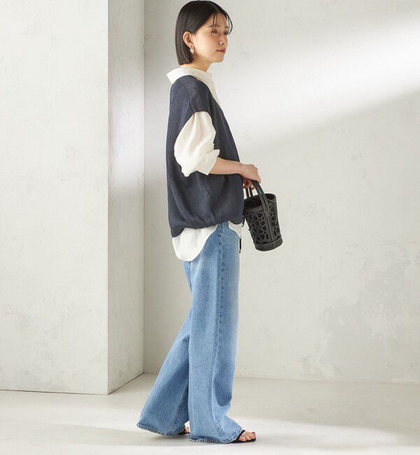 SHIPS for women「《予約》〈手洗い可能〉ブライト ペーパー 裾 ドロスト ニット プルオーバー」|ベスト・ジレ|