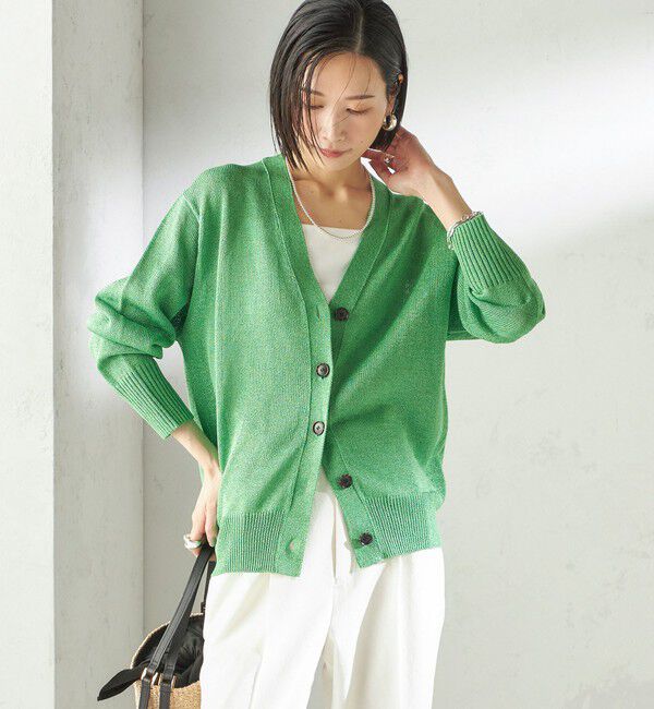 SHIPS for women「《予約》〈手洗い可能〉ブライト ペーパー Vネック ニット カーディガン」|カーディガン|