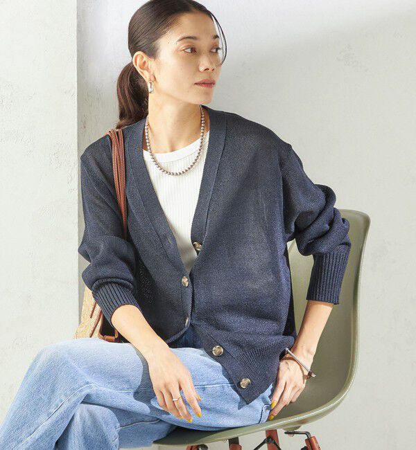 SHIPS for women「《予約》〈手洗い可能〉ブライト ペーパー Vネック ニット カーディガン」|カーディガン|