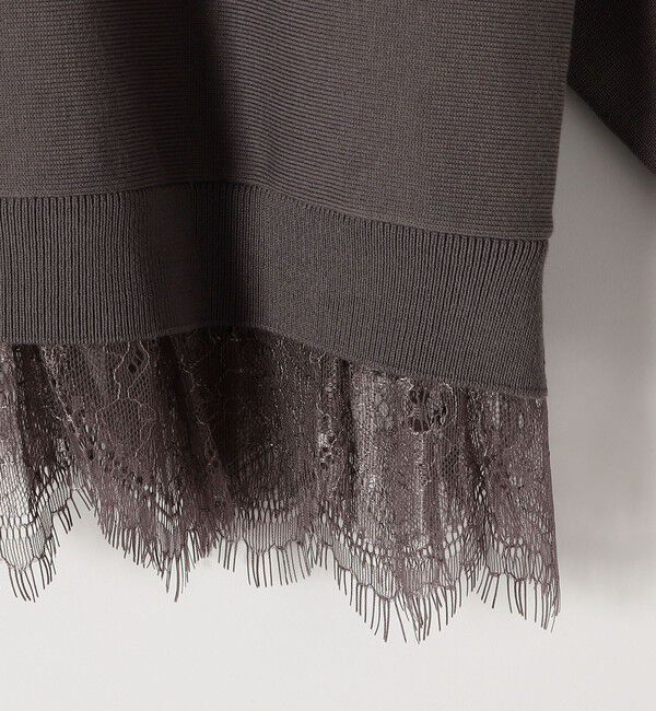 quaranciel「《予約》quaranciel:〈手洗い可能〉レース ドッキング ドルマン ニット プルオーバー」|ニット・セーター|